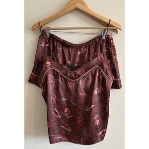 Midnight Bakery Pajama Set 2 Pc Shorts Cami Western Cowgirl Cowboy Boots L
